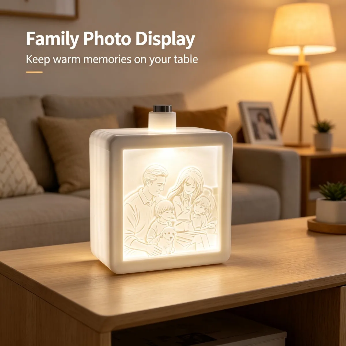 Personalized 3D Printed Custom Photo Relief Engraved LED Night Light,Wedding Anniversary Keepsake Gift,Tabletop Home Decor - view 3
