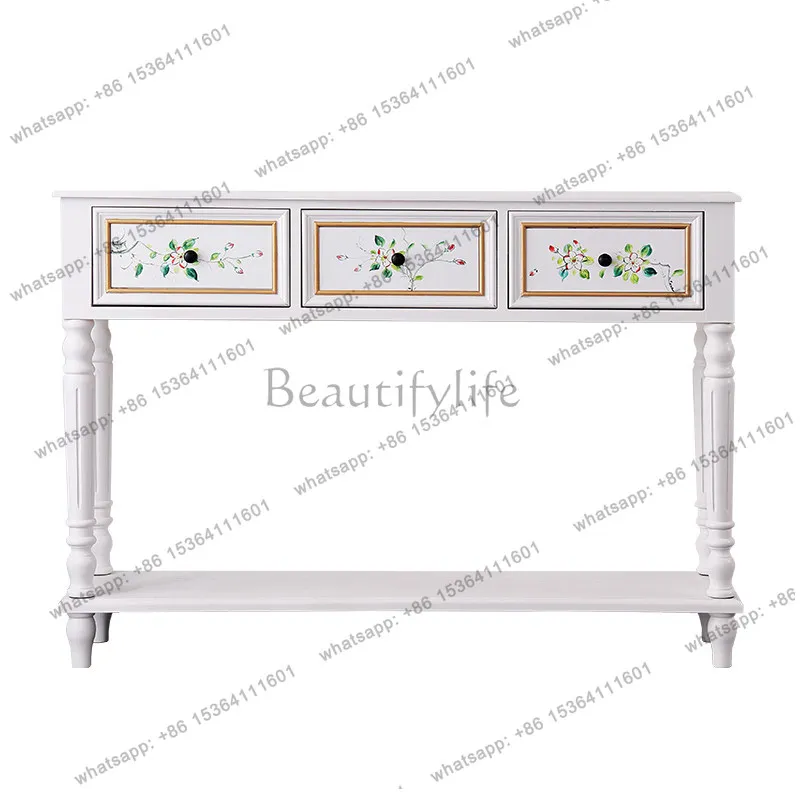

Solid wood entrance cabinet American entrance front door entrance table living room partition decorative cabinet