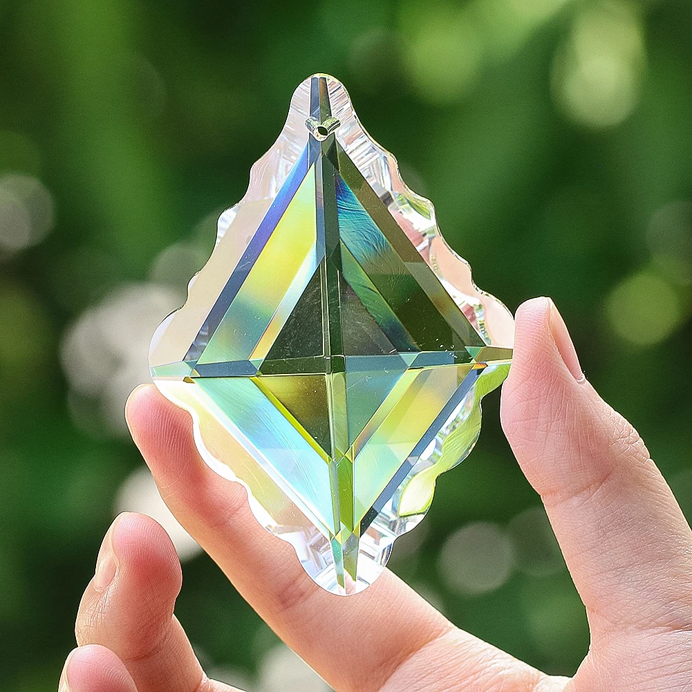 73mm Crystal Lucky Knot Hanging Clear Prism Pendant DIY Sunshade Making Supplies Holiday Garden Hotel Decor Yard Bird Repeller