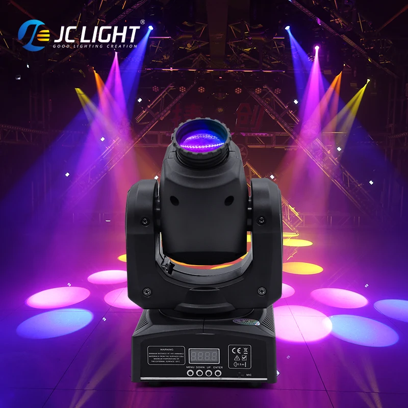 Luces de haz de cabeza móvil, foco estroboscópico LED de escenario, 8 gobos, 8 colores, 9 canales de iluminación, DMX-512 activada por sonido para fiesta y baile