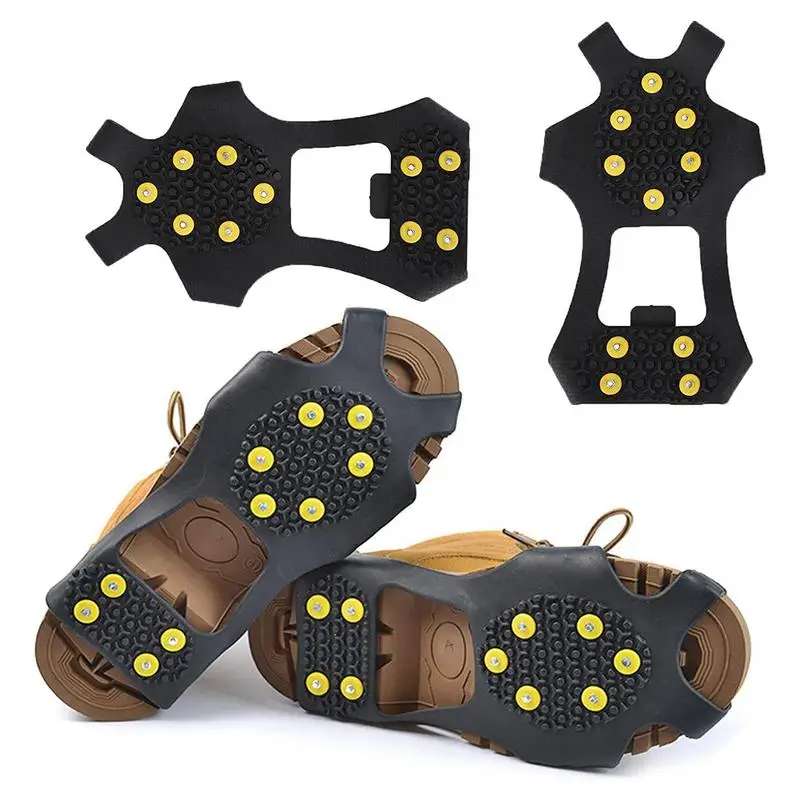 Shoe Spikes Outdoor 10 Teeth Anti-Skid Snow Shoes Cover Ice Snow Grips Silicon Cleats Crampon For Outdoor Ski Ice Snow Walking