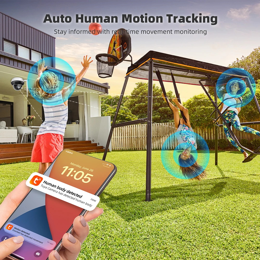 Tuya SmartLife 2.4G 5G WiFi 5MP WiFi ONVIF POE Motion Tracking Night Vision Outdoor PTZ 5X Optical Zoom CCTV Dome Audio Camera
