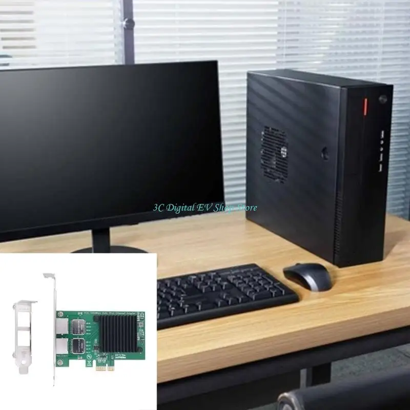 Placa servidor E74D PCIe Adaptador Gigabit Ethernet Placa Lan 2 portas suporta windows®7, IEEE 802.1P