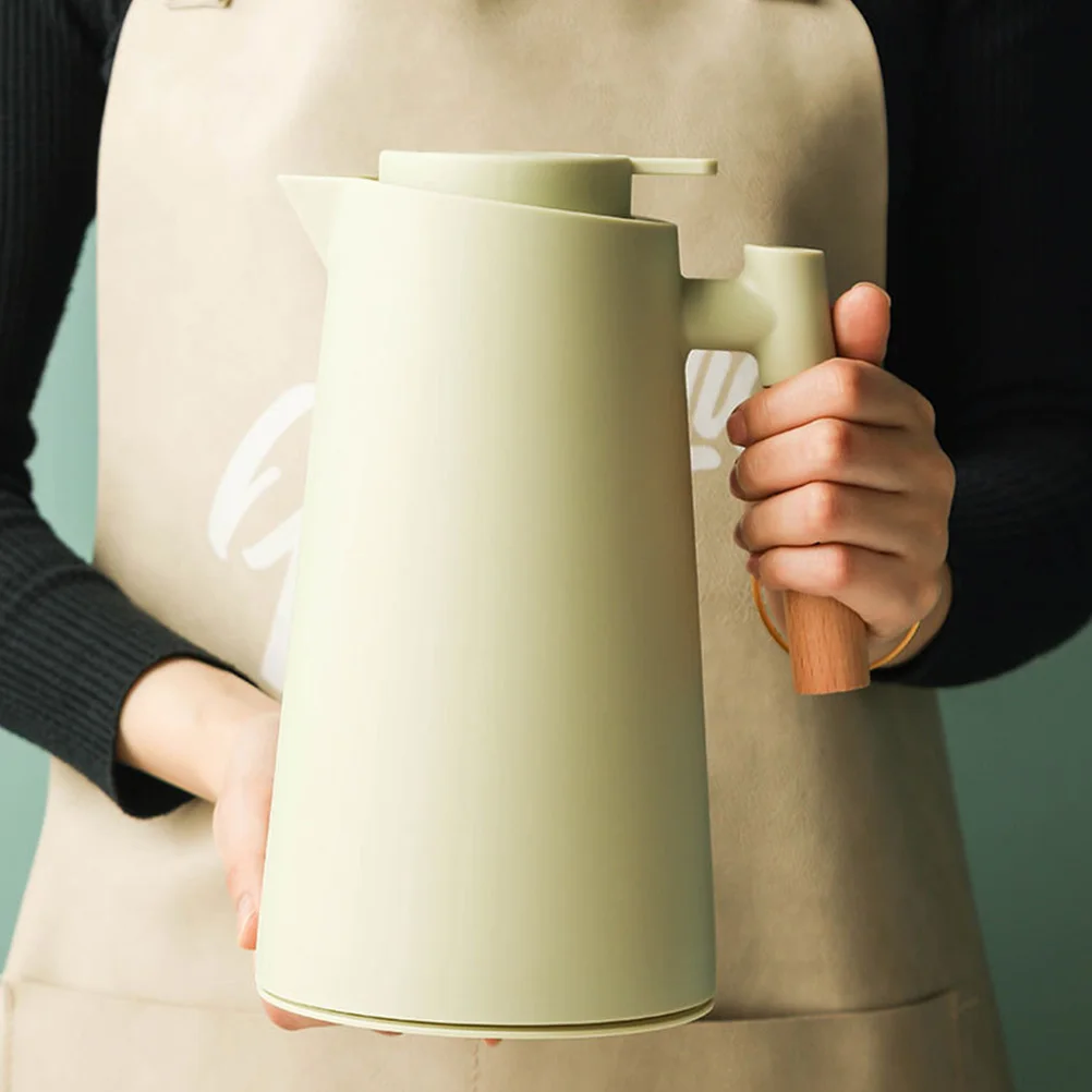 

Insulated Water Kettle Nordic Style Glass Liner Wooden Handle Home Hotel Office Daily Use Vacuum Hot Water Jug Leak Proof Large