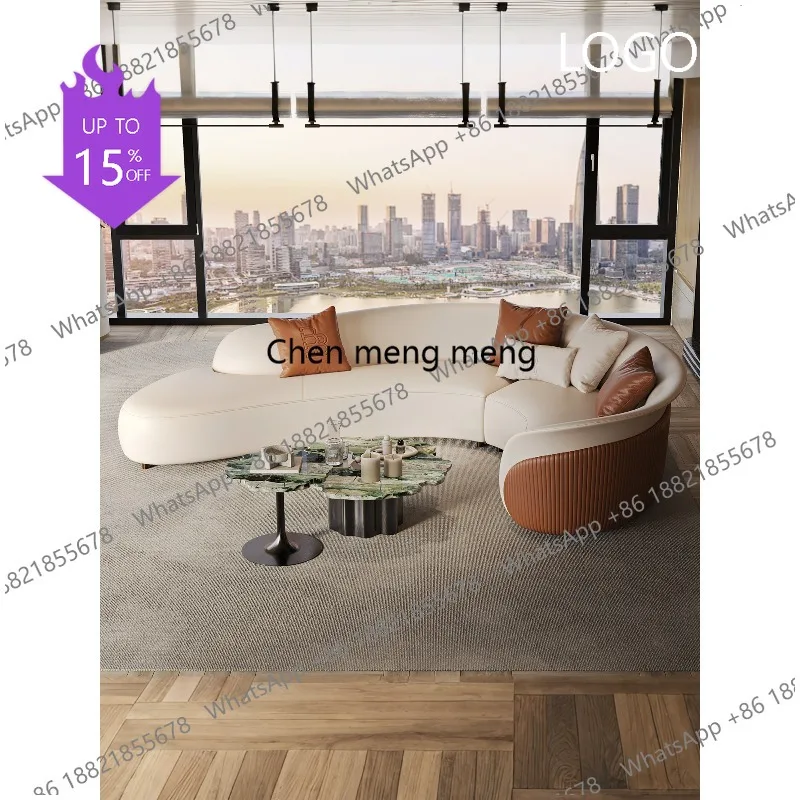 

Q181 Villa luxury stone whole house supporting large apartment, Italian light luxury coffee table