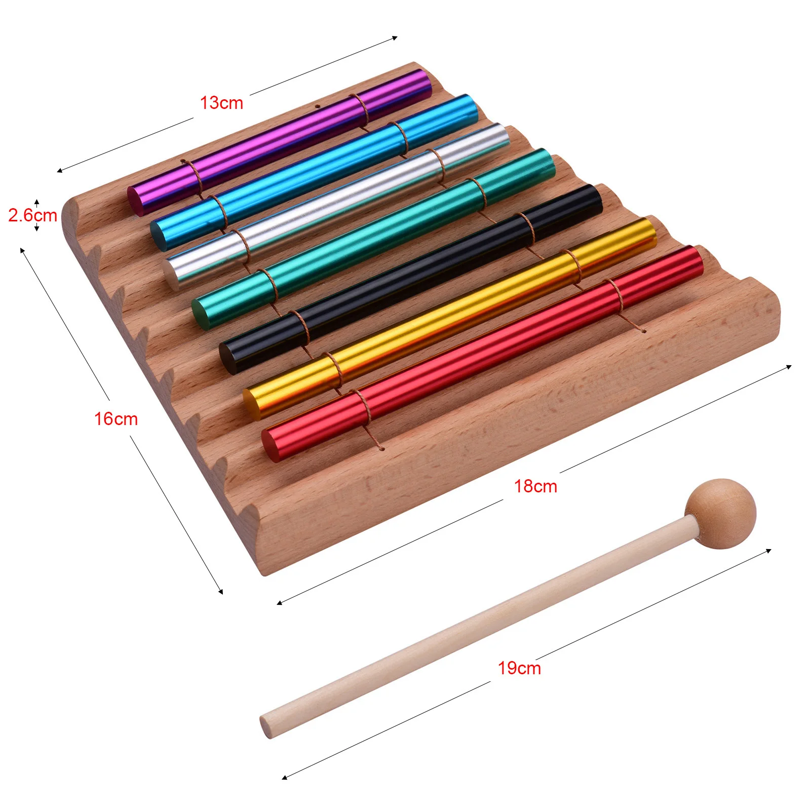 7-Tone Tabletop Chimes Meditation Chime Colorful Wind  Educational Musical Percussion Instrument with Mallet ammoon Chimes