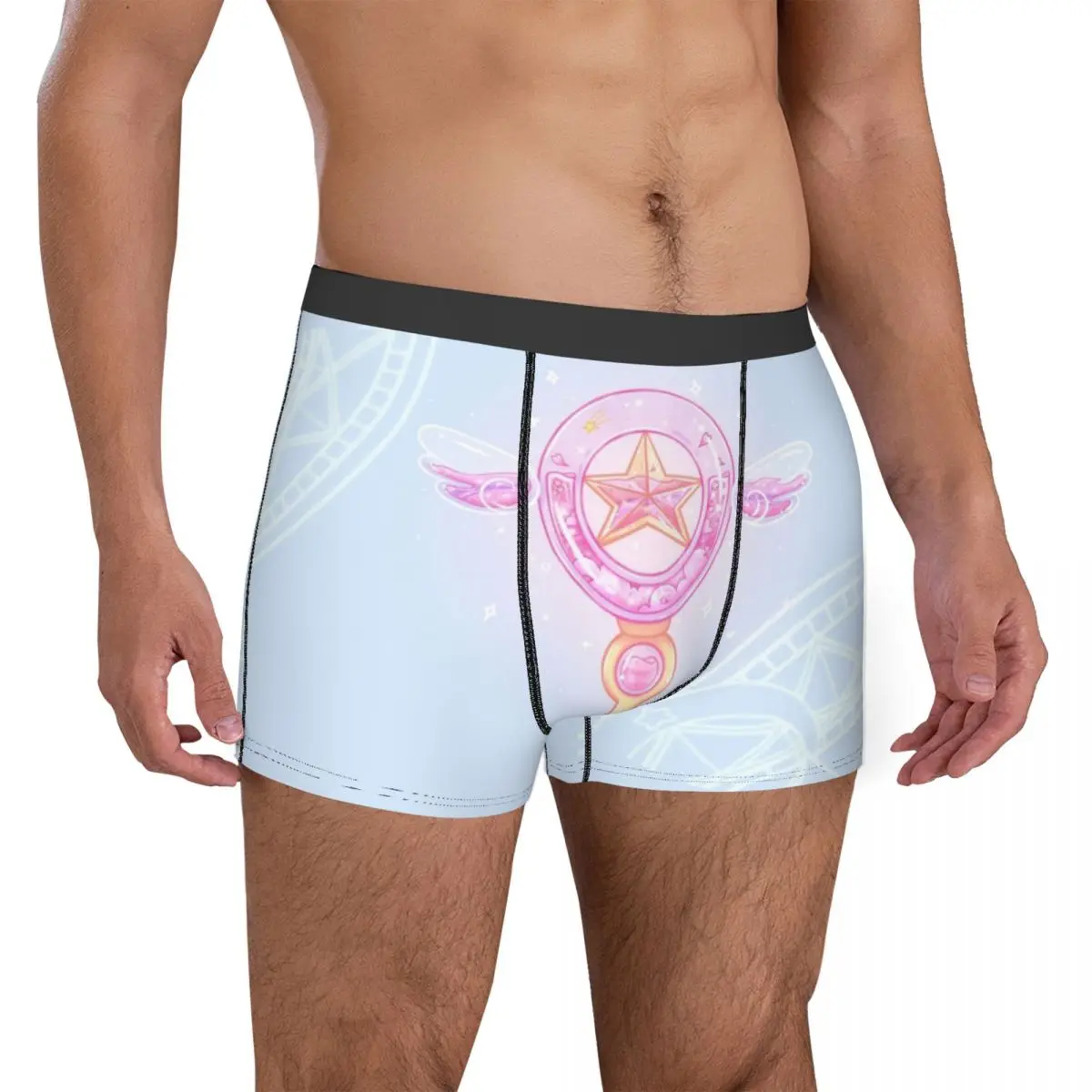 Kawaii Cardcaptor Sakura Star Wand Key Men Underwear Boxer Shorts Panties Printed Breathable Underpants for Homme