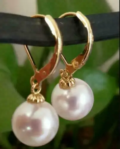 

PERFECT ROUND AAAAA 9-10MM South Sea White Natural Pearl Earrings