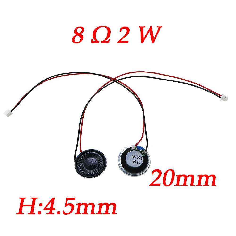 2-teiliger ultra dünner Lautsprecher 8 Ohm 2 Watt 2 W 8R Durchmesser 20mm 23mm, 28mm 36mm 40mm mit mx Kabel 1,25 Anschluss, Kabellänge 15cm