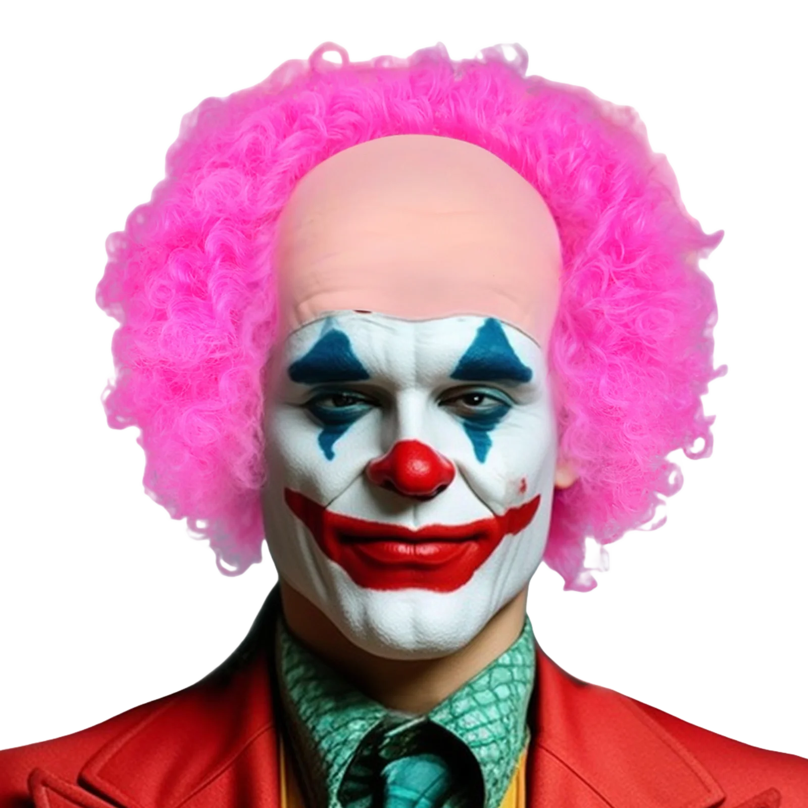 Peruka Afro Klauna Bez Włosów Unisex Horror, Oddychająca Peruka z Włókna Syntetycznego Bez Kaptura na Halloween i Cosplay