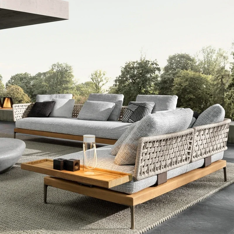 

Уличный диван, двор, мебель из массива дерева, стул из ротанга, комбинация журнального столика