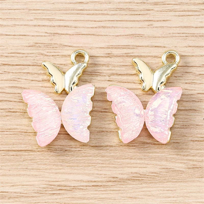 5 Stück 16 x 20 mm niedliche bunte Kristall-Anhänger mit fliegenden Schmetterlingen für die Schmuckherstellung, Ohrringe, Halsketten, DIY-Bastelzubehör – Detail 4