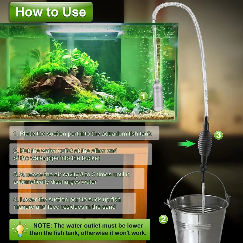 Fish Tank Water Changer Aquarium Siphon Vacuum Cleaner With Outlet Valve For Fish Tank Water Changer Cleaning Gravel and Sand