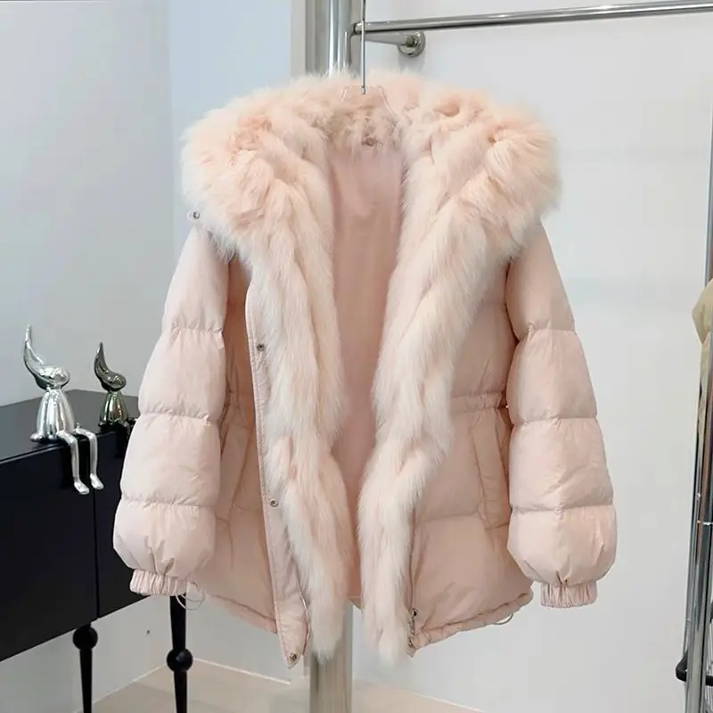 2025 New Winter Jacket Women Warm Parkas Casual Cotton Padded Jackets Hooded Outwear Warm Faux Fox Jacket Female Loose Overcoat