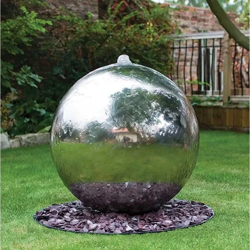 decoration stainless steel ball water fountain outdoor garden hollow ball fountain