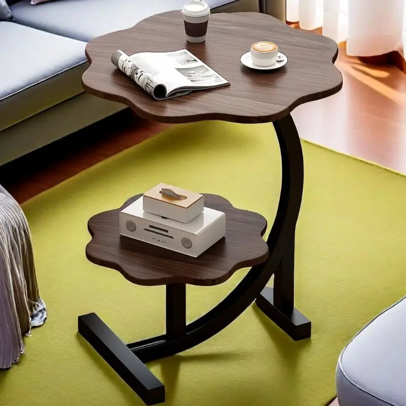 #Contemporary Modern Living Room Flower-shape Wooden Coffee Table with Metal Legs Home Bar Office Dining  Park Use Furniture