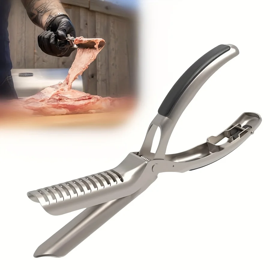 1pc Rib Membrane Removal Tool - Stainless Steel BBQ Rib Skinner with Ergonomic Handle, Meat Preparation, Modern Kitchenware