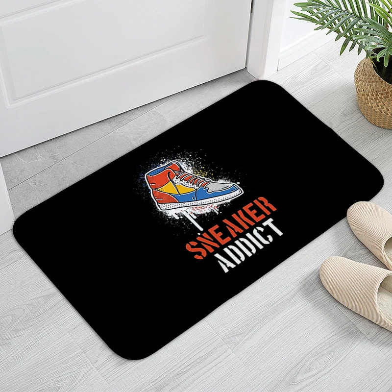 Sneaker Addict Floor Mats for Home Living Room Bathroom Rug Non Slip Hallway Entryway Bedroom Carpet Funny Doormat Entrance Door