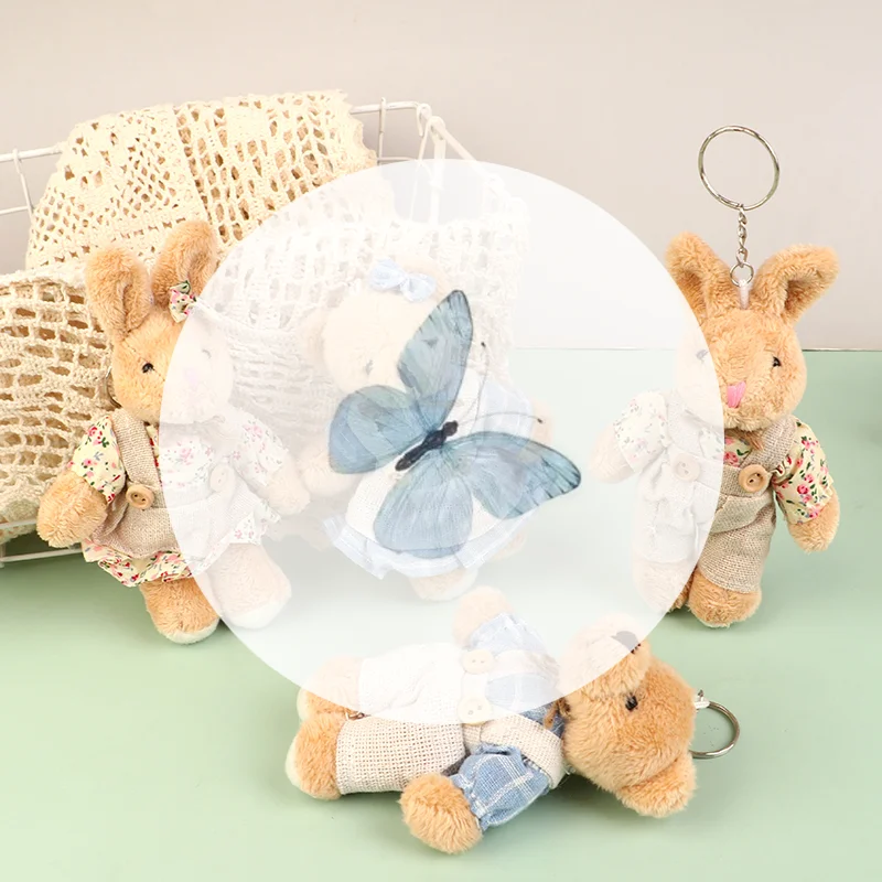 Adorable ours en peluche, jouet en peluche, breloque lapin, porte-clés en peluche doux, sac à dos de poupée, sac de voiture, cadeau pour enfant