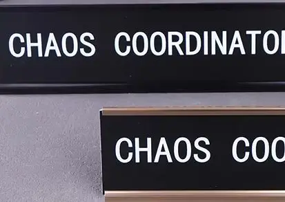 Women's Office Desk Sign Position Card Chaos Coordinator Funny Metal Name Plate Work Supplies Decor