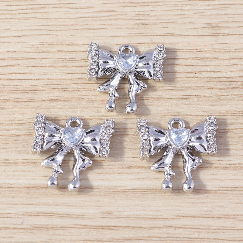 Tusember 4 Stück Metall-Bogenanhänger mit Schleife für die Schmuckherstellung, Ohrringe, Halsketten, Armbänder, Zubehör, DIY-Bastelbedarf – Detail 5