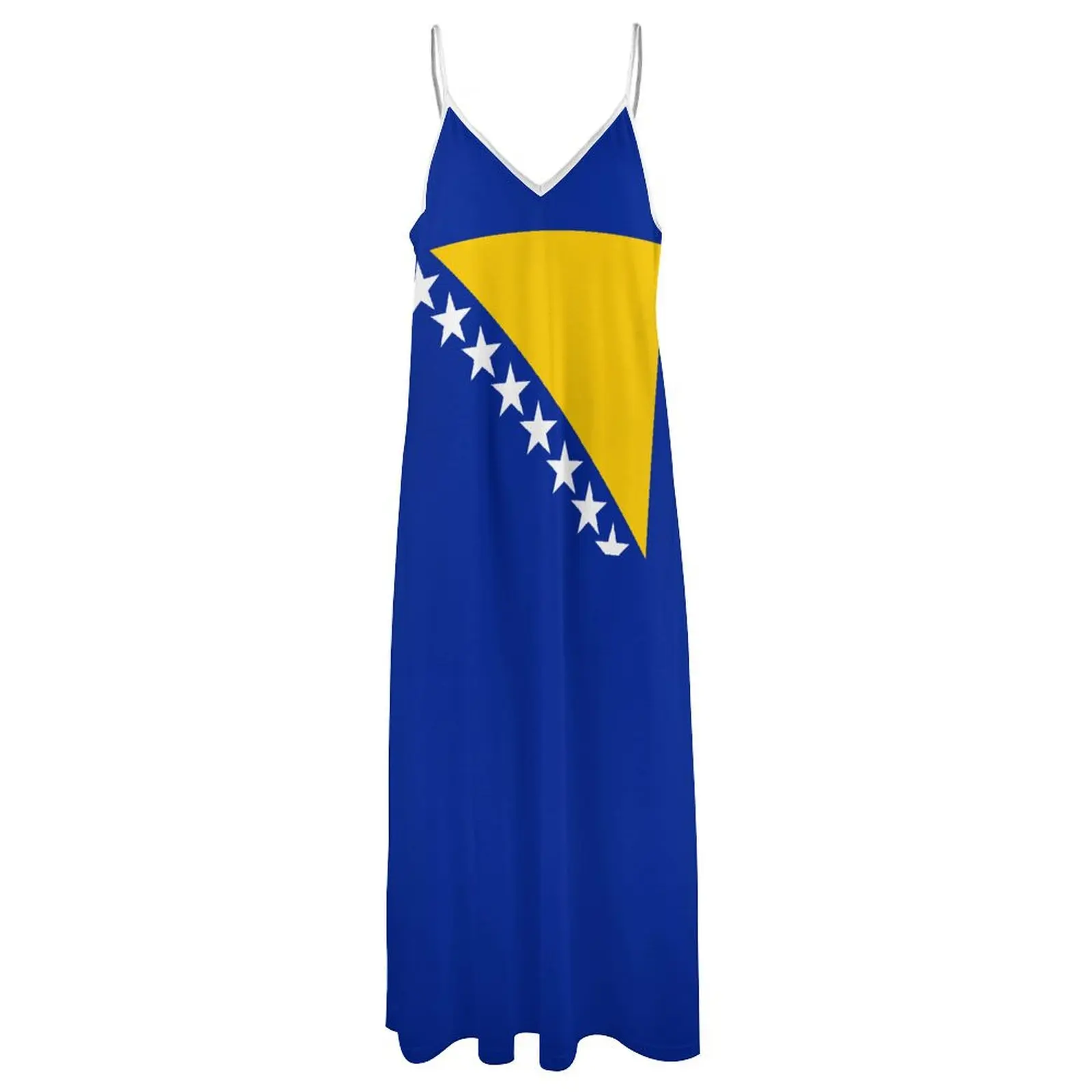 Long Dresses Dress Bosnia And Herzegovina Flag Print New Casual Sleeveless Women's V-Neck Printed Dress Swing Retro Dresses