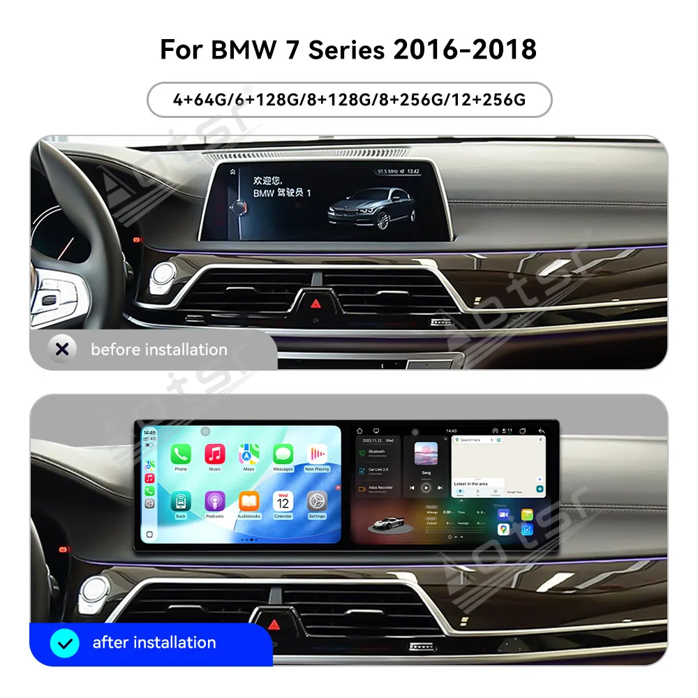 

Двойной 9,1-дюймовый Android15 Carplay-дюймовый сенсорный экран для BMW 7 серии 2016-2018, мультимедийный плеер, автомобильный GPS-навигатор, головное устройство, авто