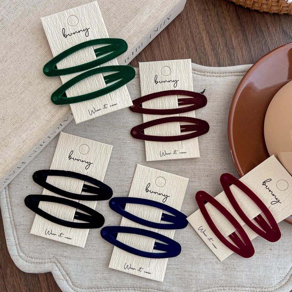2pcs Oval BB Clip Solid Color Kids Hair Clip Hairpin Girl Ba