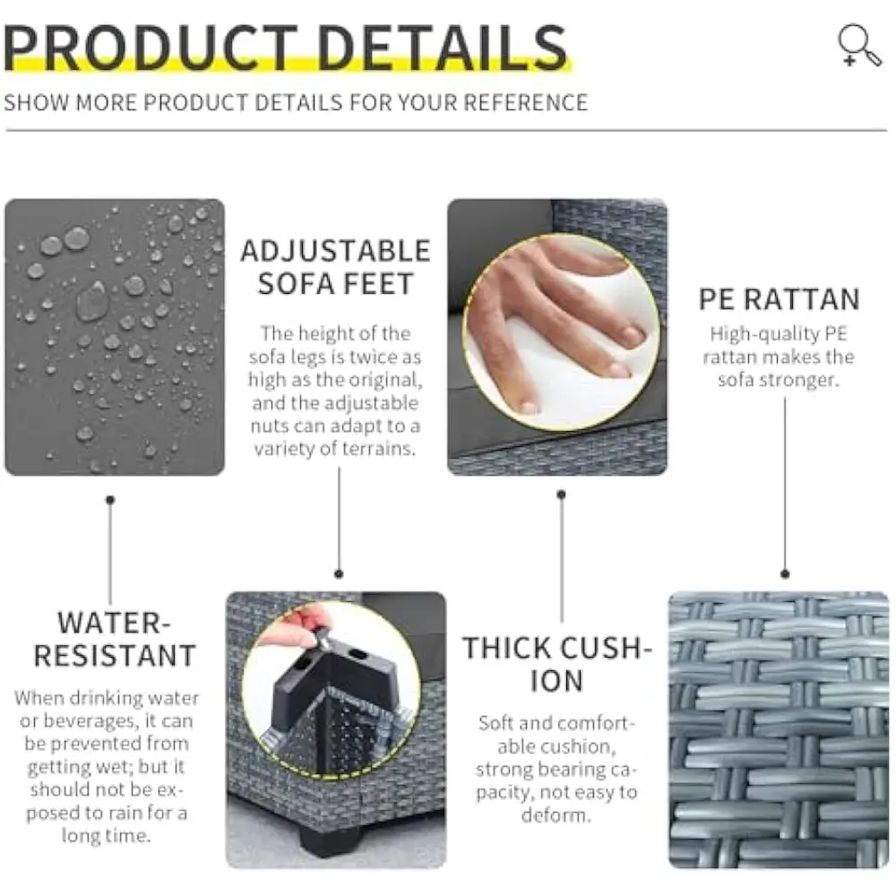 4 Piece Garden Sofas, Outdoor Conversation Set PE Rattan Sectional Sofa Couch w/ Storage Table ,Garden Sofa Set