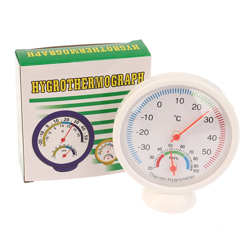 Hot  Mini Round Pointer Thermometer Hygrometer Bell Shaped Analog Hygrometer Humidity Watch -30-50 Celsius Degree For Garden