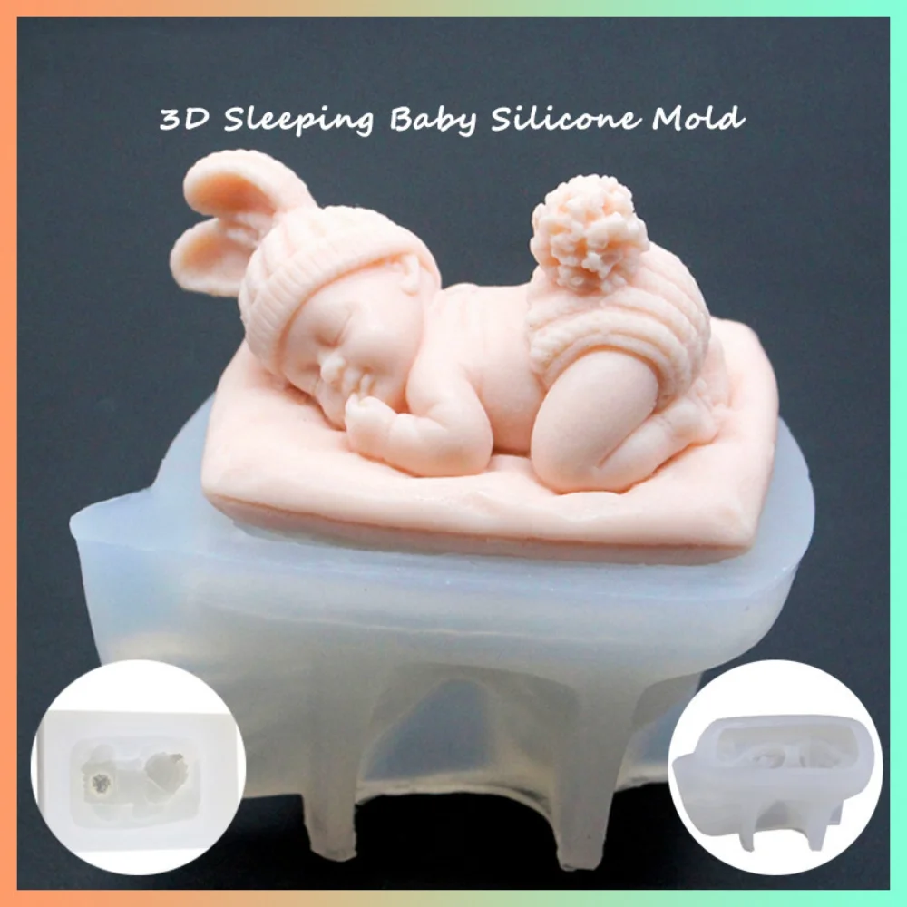 New 1Pcs 3D Sleeping Baby Silicone Mold Chocolate Candy Fondant Mould DIY Handmade Soap Candle Plaster Resin Making Kitchen Tool