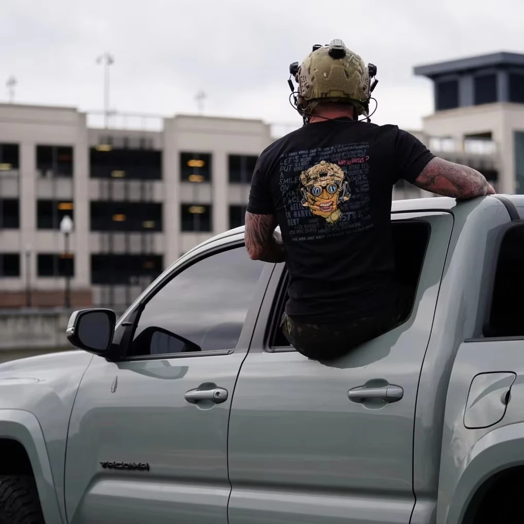 Savage Tacticians Dual Sides Front Chest Logo Back Print Top for Alternative Dark Tactical Enthusiasts Casual Street Look - view 3