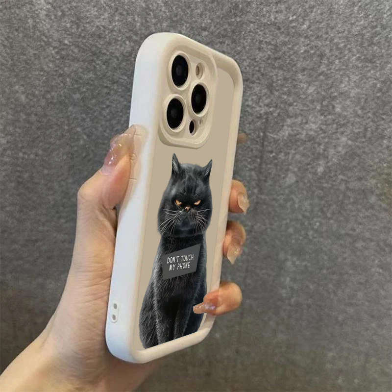 Cute Black Cat Silicone Soft Phone Case For iPhone 17 Pro Max 16 Pro 15 14 13 12 11 17 Air 16E XS Max X XR 7 8 Plus SE2 Cover - náhled 4