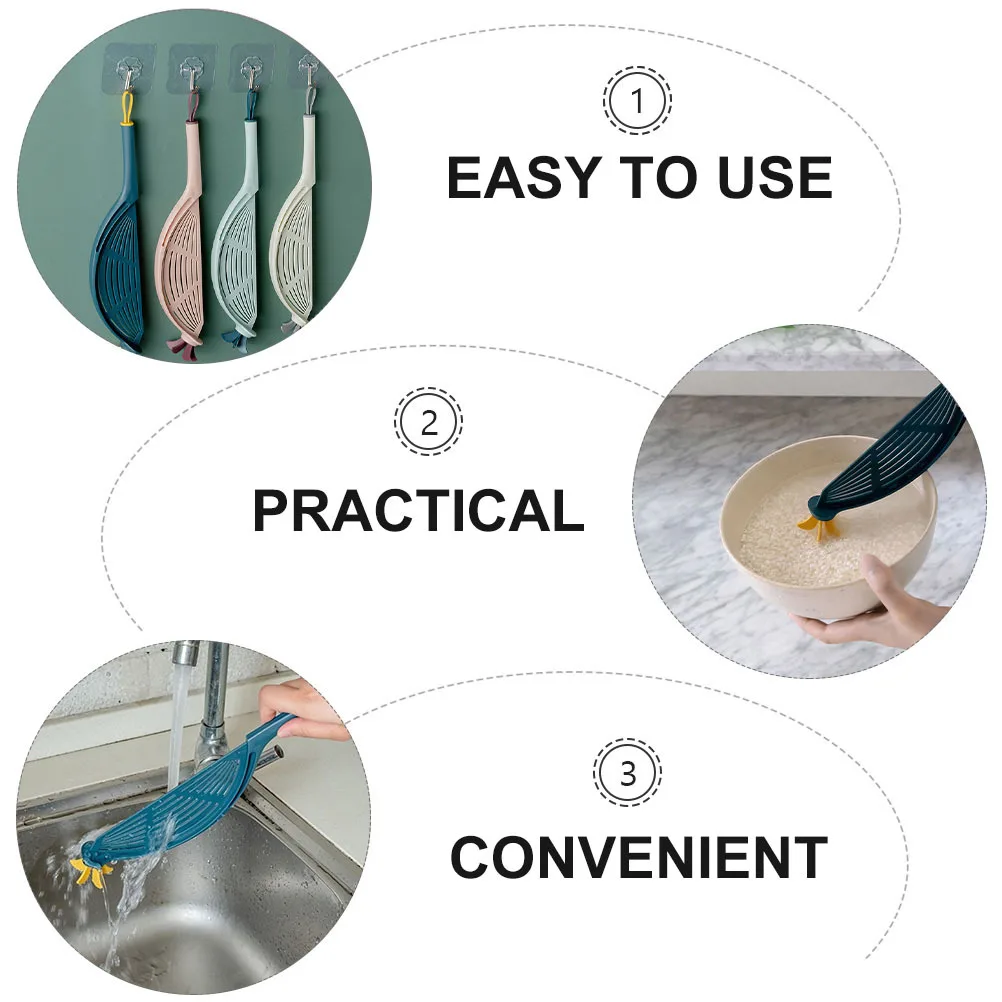 2 قطعة سلة صرف بلاستيكية لغسل الأرز صديقة للبيئة خفيفة الوزن مصفاة مطبخ غسل الأرز تصفية يربك استنزاف #3