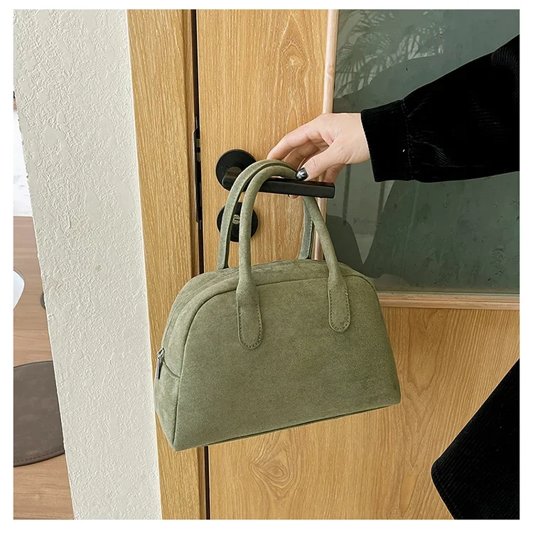 New Suede Zipper Women\'s Top-Handle Bags Simplicity 2024 Hot Sale Bowling Bags for Women Free Shipping Bolsas Femininas