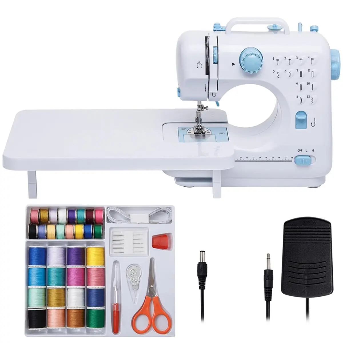 DT111 TO Sewing Machine for Beginners with Expansion Table Duty Sewing Machines for Adult and Kids Sewing with Foot Pedel EU Plu
