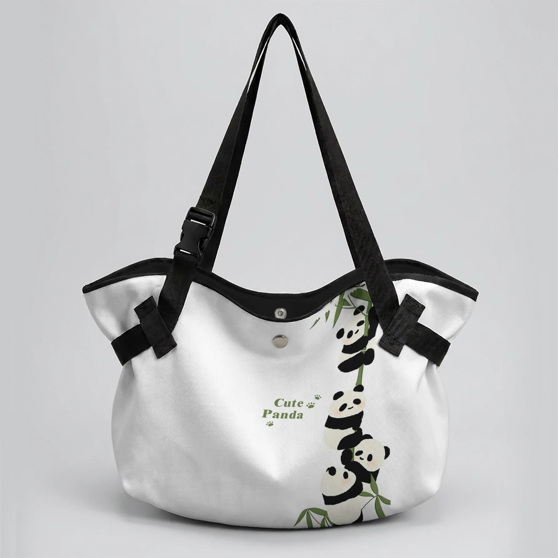 Panda Bamboo Print 2 In 1 Tote Bag, Convertible Round Picnic Mat Shoulder Bag For Beach Camping Travel