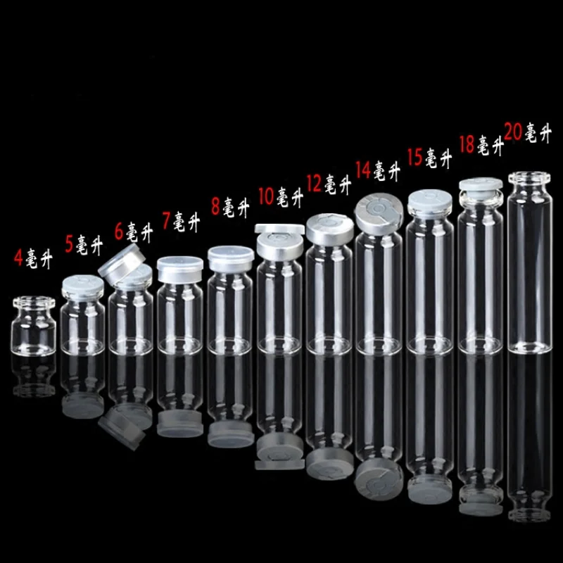 

10 Pieces/batch, Diameter 22mm, 4ml, 10ml, 15ml, 20ml, Transparent Injection Glass Bottle, 1/3 Ounce Glass Bottle with Aluminum