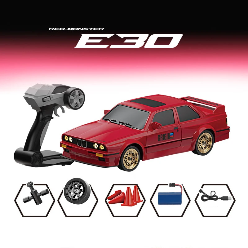 New RC Car Four-wheel Drive 1:16 Retro E30 Sports Car Remote Control Car 4WD 30km/h High Speed Drift Car 2.4G CVT RC Car Toy Boy