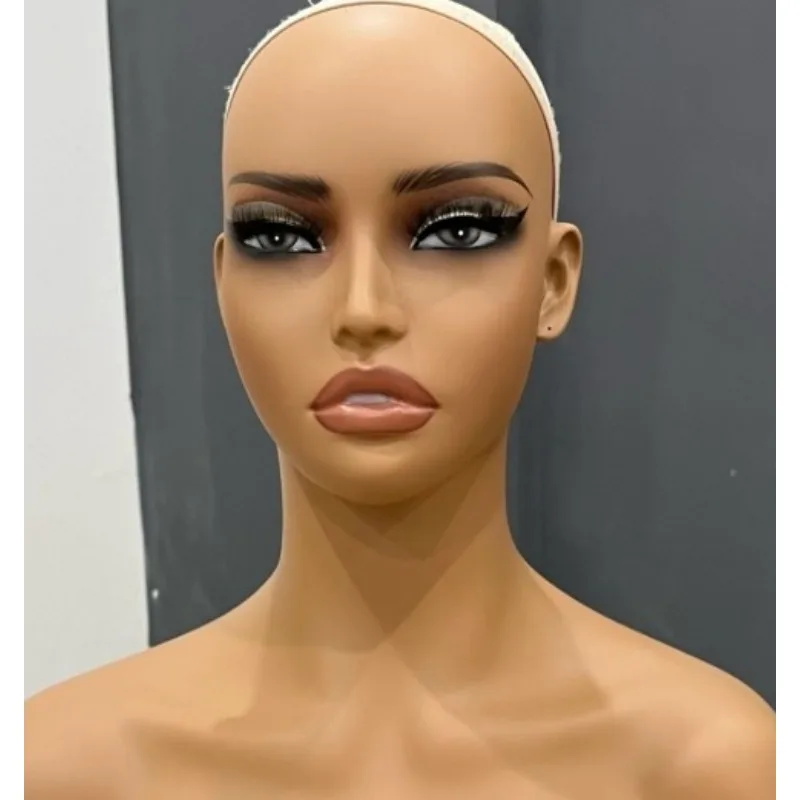 European and American Simulation PVC Female Mannequin Head with Shoulder Dummy Head for Wigs and Necklace Display Makeup Model