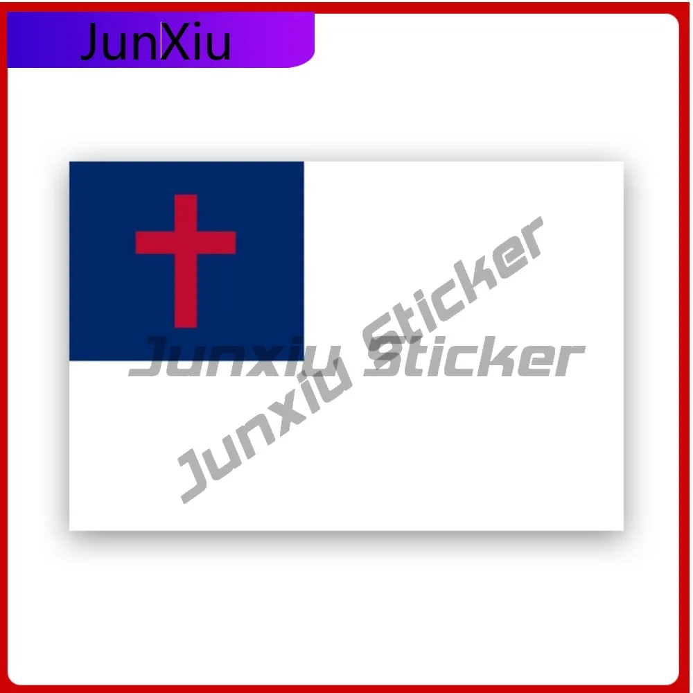 

Christian Flag Sticker Uv Protected Decals Christianity Christendom White Field Red Latin Cross State Flag Patriotic Car Sticker