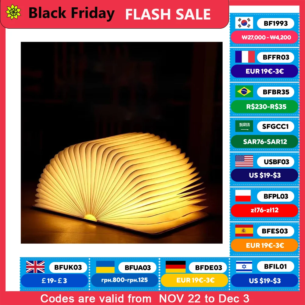 LED Wooden Book Lamp Children Reading light USB Bedside Table Lamp 3 Color Bedroom Art Decor Night Light for Kids Birthday Gift