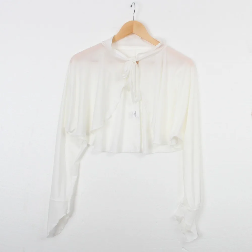 

Bowknot Ultra-thin Long Sleeve Crop Top Anti UV Quick-Drying Sunscreen Sleeves Solid Color Short Blouse Ice Silk Shawl Driving