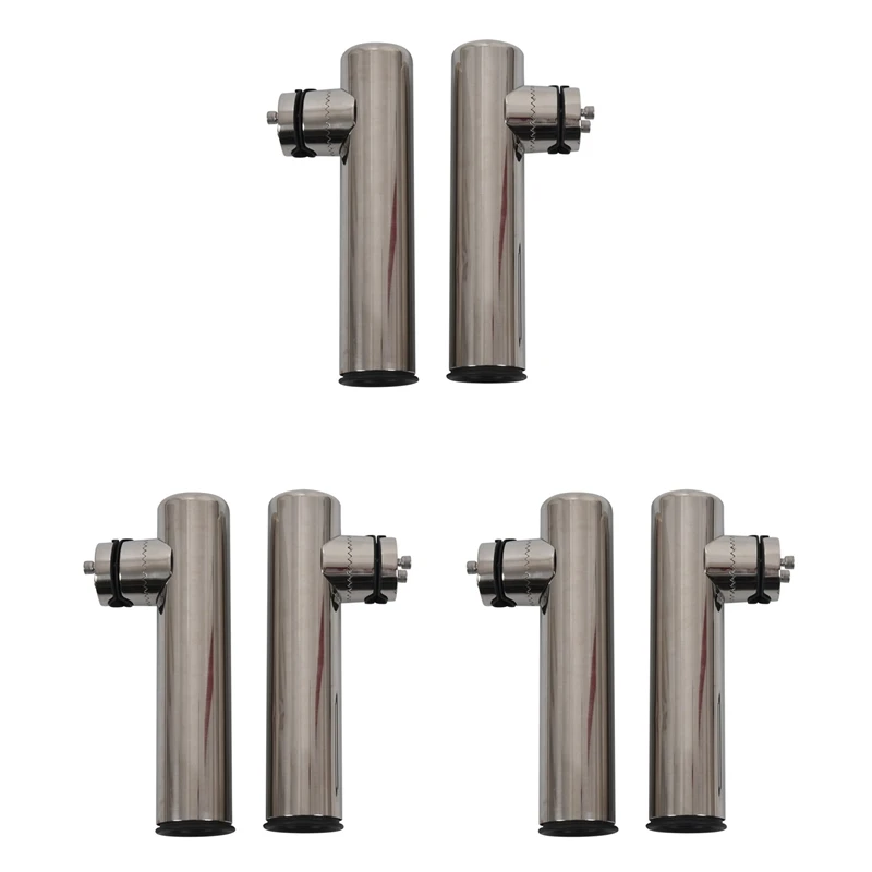 

6Pcs Boat Stainless Steel Clamp On Fishing Rod Holder Rails 7/8 Inch To 1 Inch Tube Ship Rod Frame Adjustable Boat