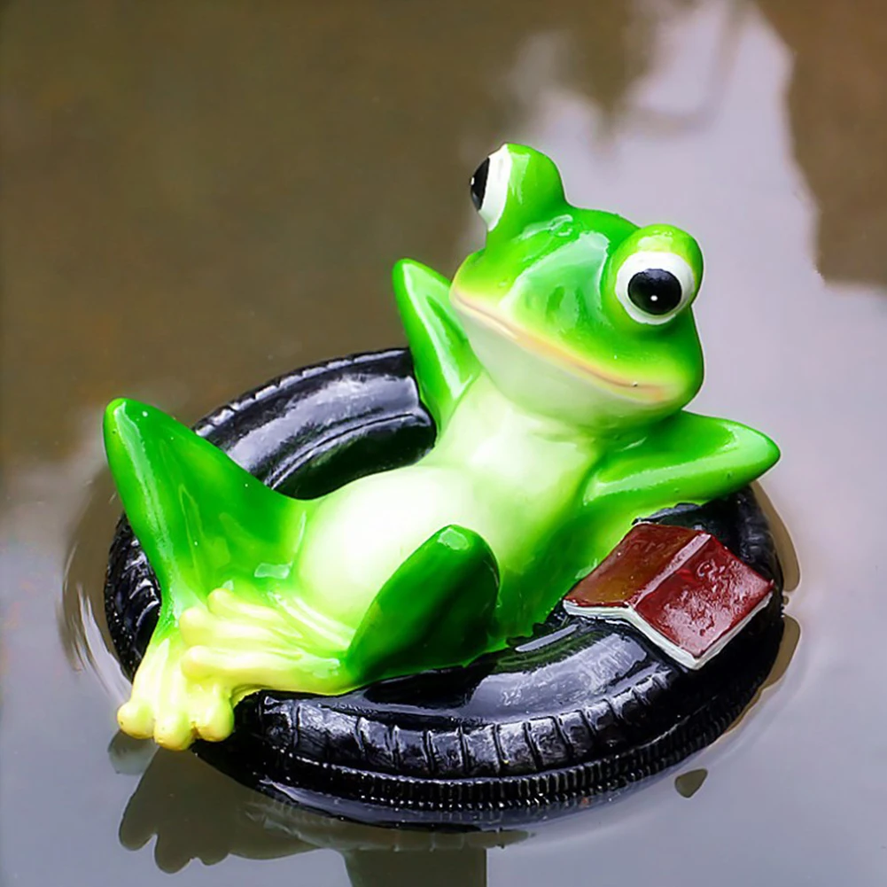 Cute Frog Garden Statue for Pond Decor Resin Made Outdoor Ornament for Patio Backyard Landscape Design Element