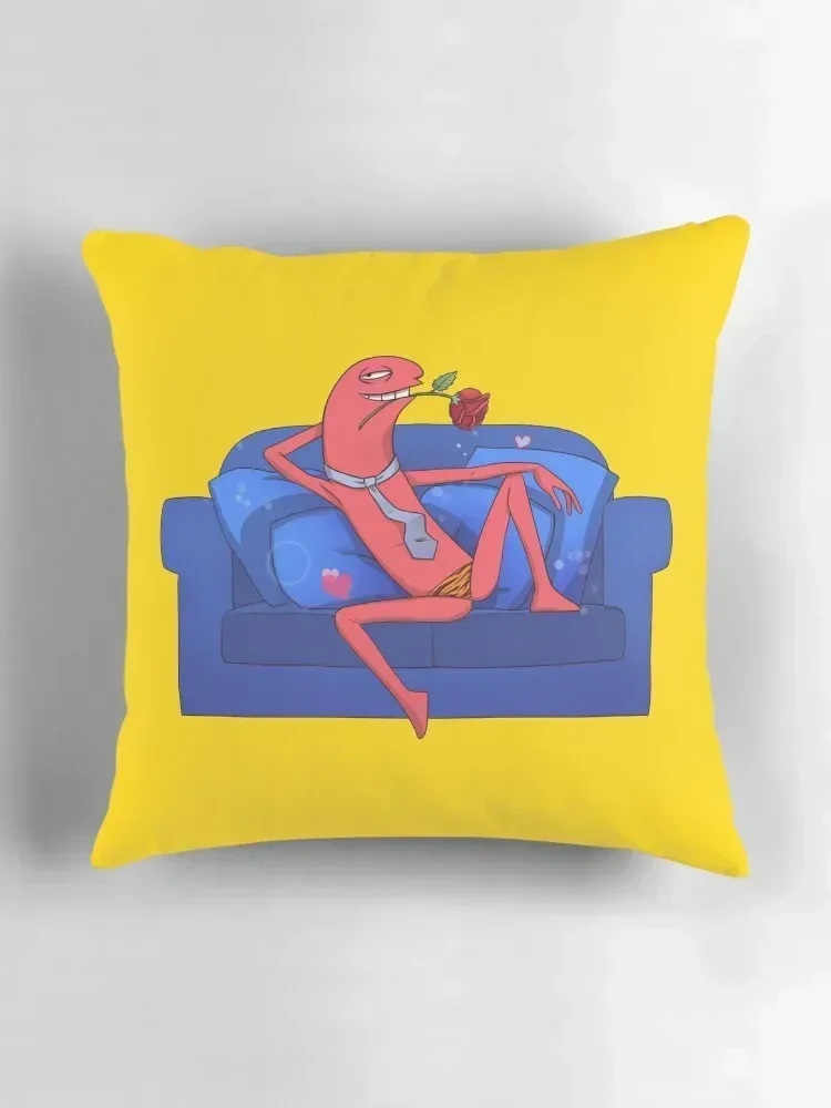 SMILING FRIENDS - Flirting Alan, bliblie, Pim, Grim, Gleb or Glep(author's art) Throw Pillow 3
