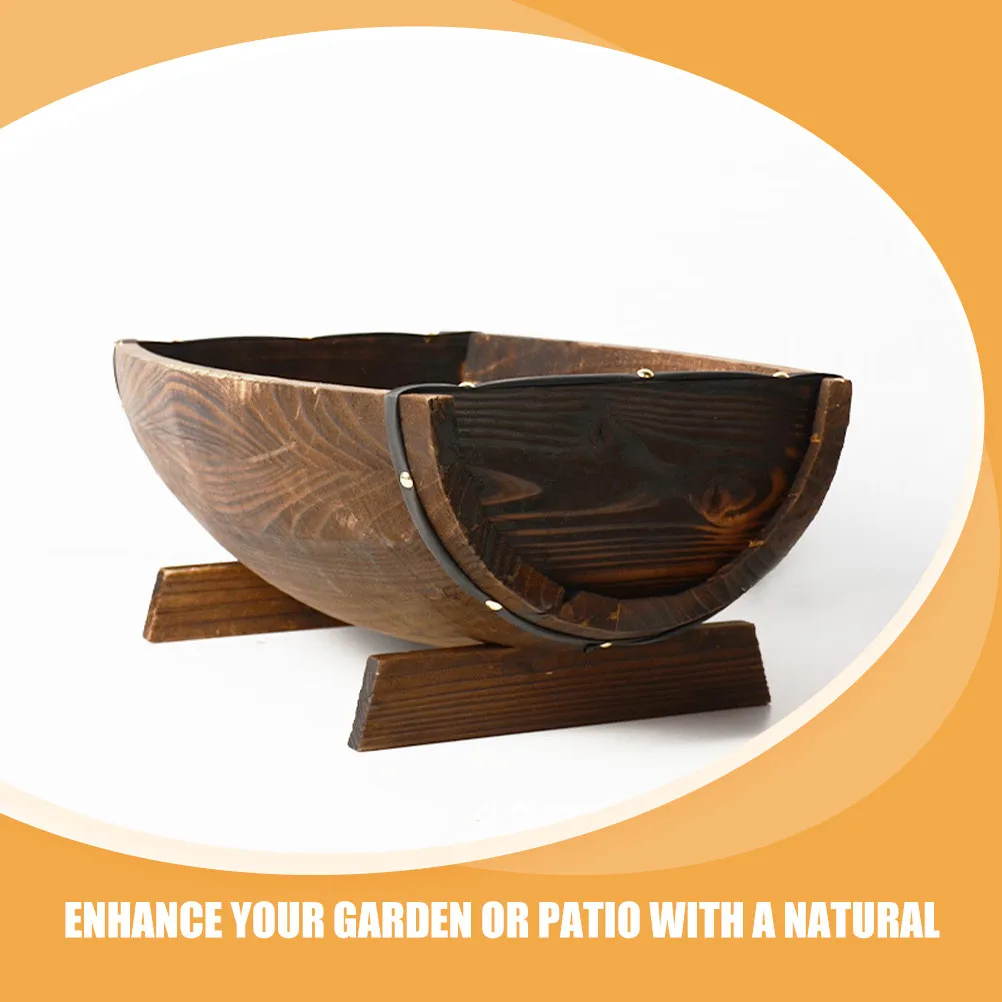 Rustic Half Wood Planter 11.7x6.2 Inch Indoor Outdoor Flower Pot Wedding Garden Decor Patio Container