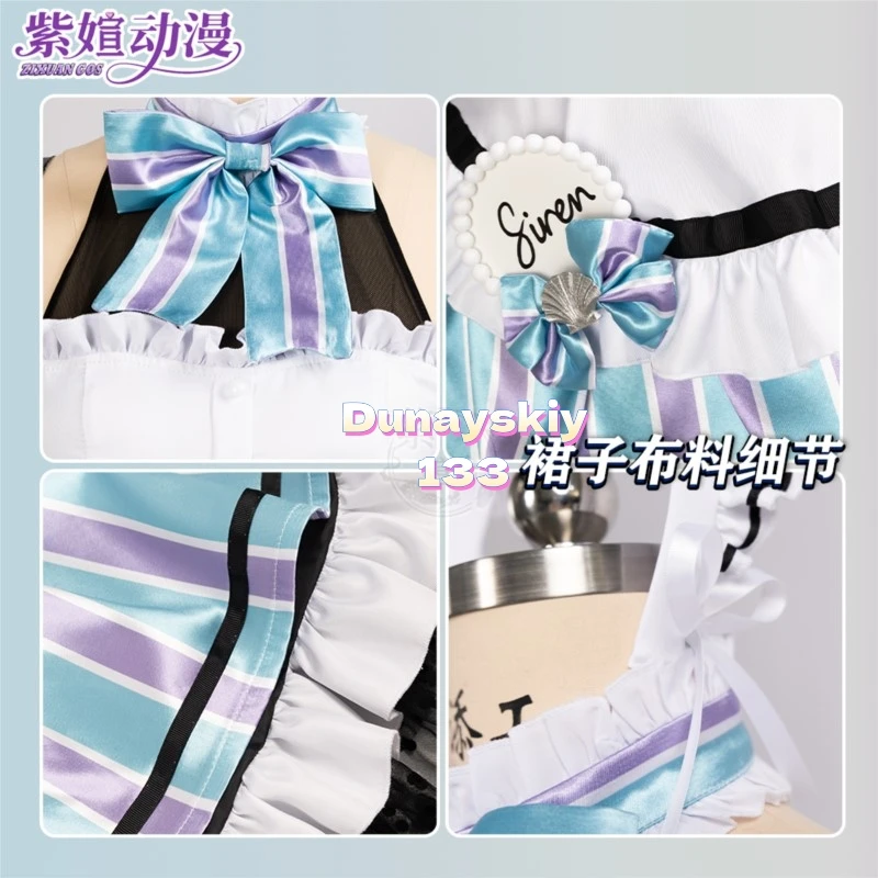 أزياء حورية البحر الصغيرة التأثيرية للنساء فستان الخادمة NIKKE آلهة النصر x معرض مقهى ملابس الهالوين الأنيمي