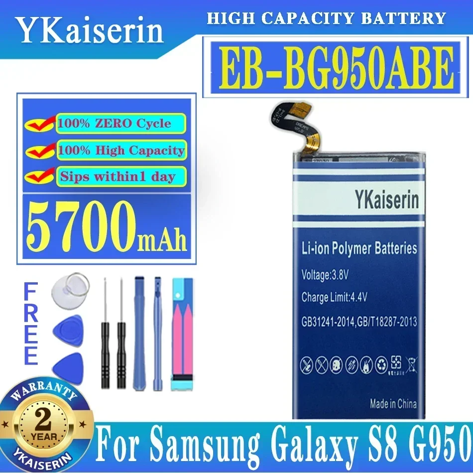 YKaiserin Battery For Samsung Galaxy S8 SM-G9508 G950F G950A G950T G950U G950V G950S EB-BG950ABE Mobile Phone Batteries 5700mAh