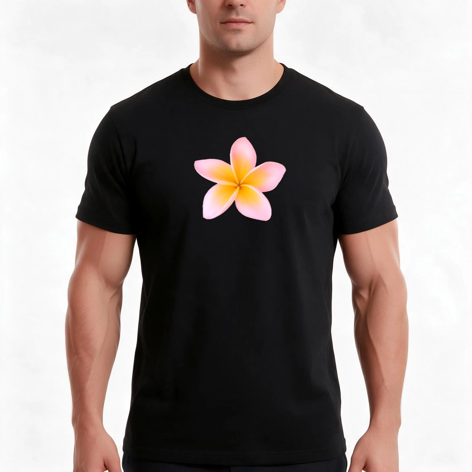 Pink Plumeria T-Shirt, Summer Casual Cotton Tee, Oversized Streetwear Tops, Vintage Graphic Print, Loose Fit Short Sleeve